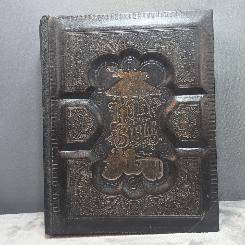 1890 Family Holy Bible Leather Bound Illustrated Burrows Bros Company